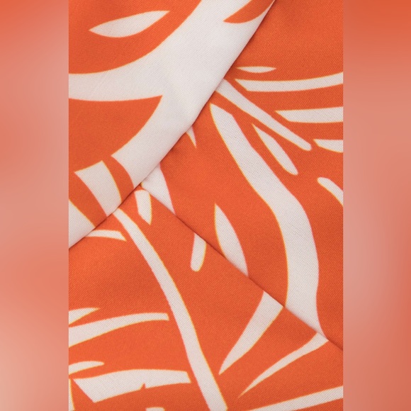 Gorgeous Dolls Knot Front Blouse And Leaves Print Wide Leg Pants Set - Picture 4 of 6